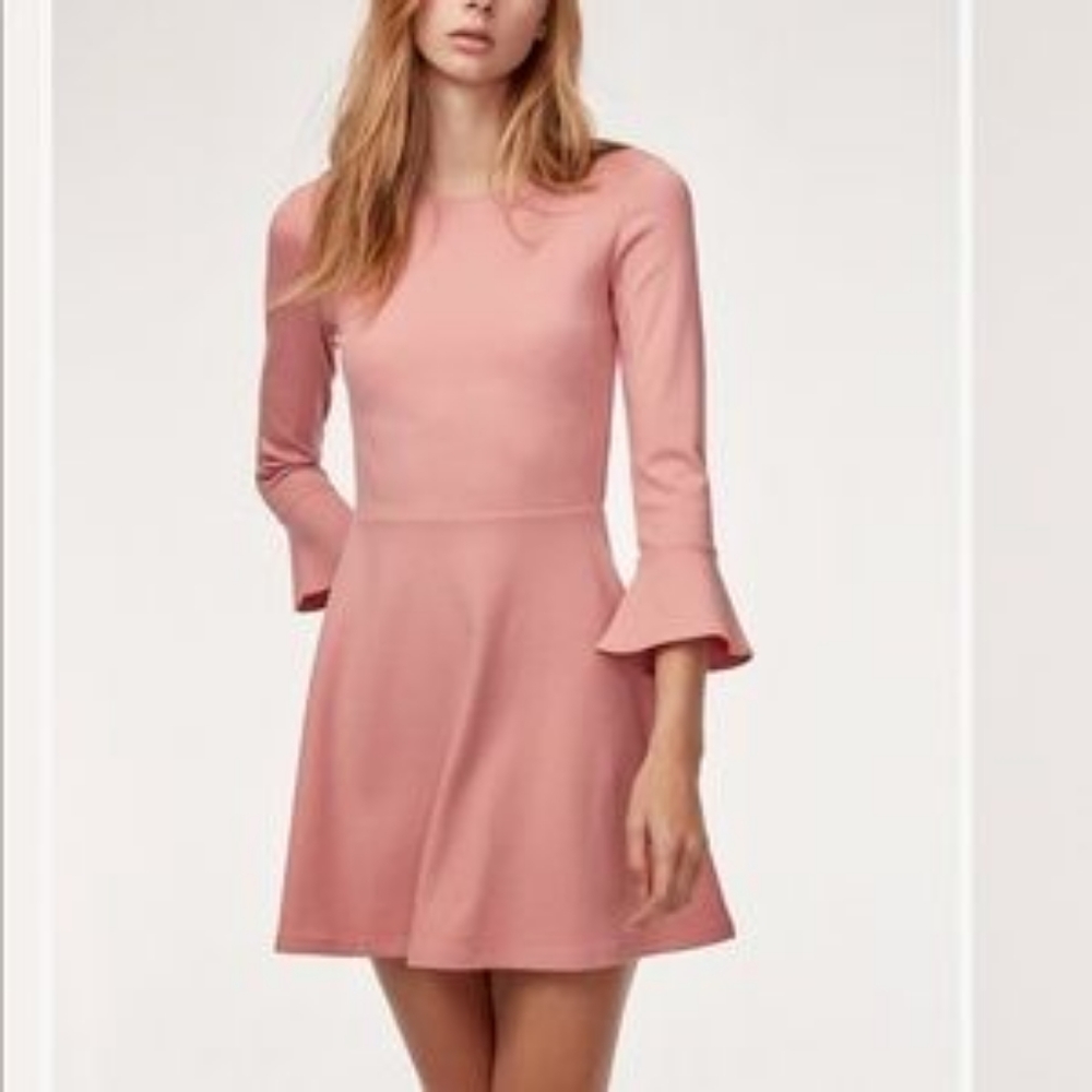 NWOT Sunday Best pink long sleeved ribbed bell sleeve cocktail dress
